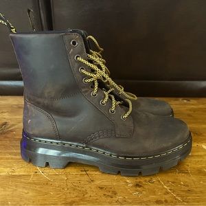 Dr. Martens leather combat boots in crazy horse brown. Size 7 but I am an 8.